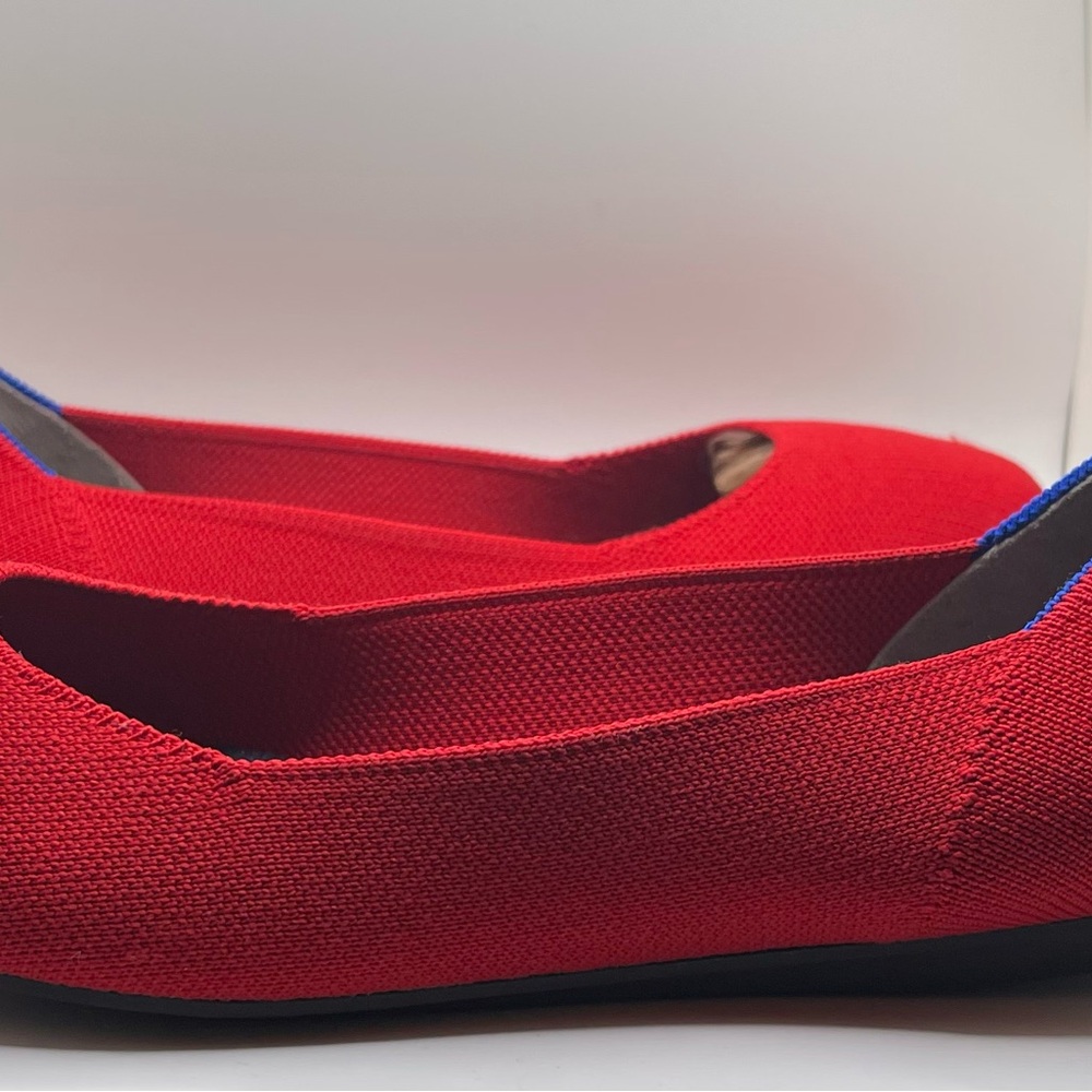 Rothy's Vibrant Red Flats with Blue Accents - Picture 6 of 9